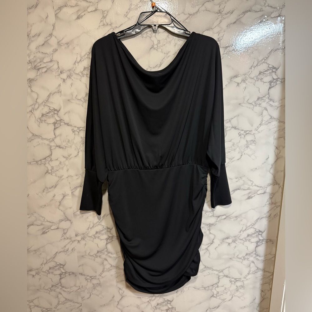 NEW Nordstrom Open Edit Black Cowl Neck Dolman Sleeve Cocktail Dress L